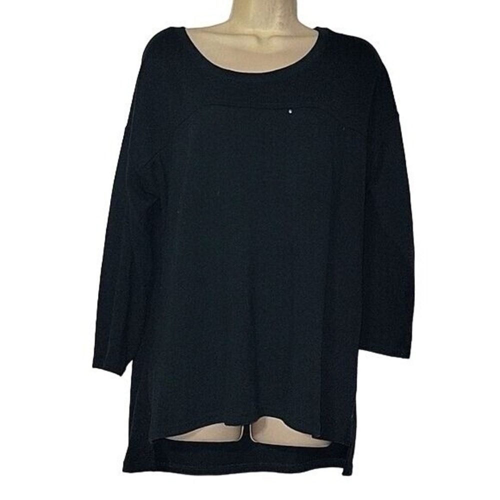 Calvin Klein Jeans Womens XL Black Knit Long Sleeve High-Low Top Studded Accent